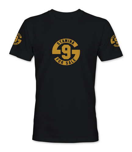 Stamina for Sale -Black with metallic gold print - Large chest logo